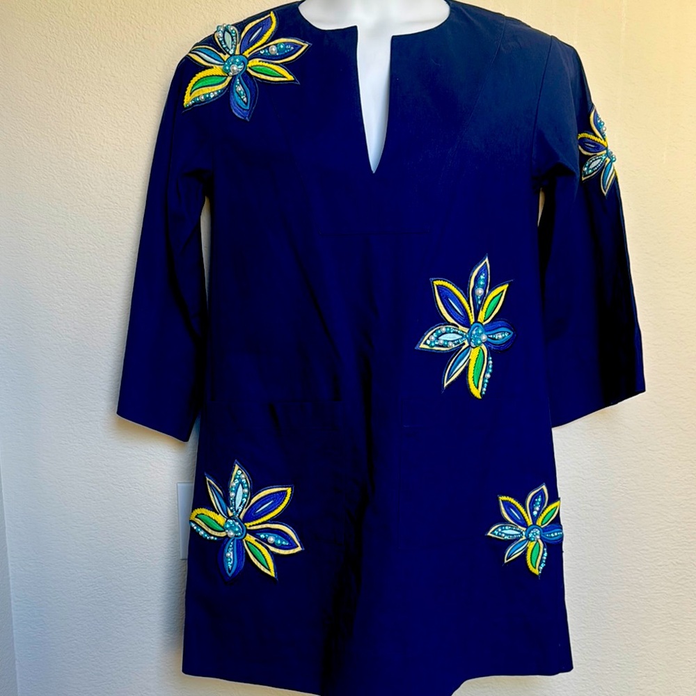 Kate Spade Navy dress  with Floral Embroidery